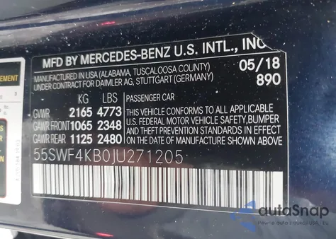 2018 Mercedes-Benz C 300 4Matic from USA, damaged, VIN 55SWF4KB0JU271205